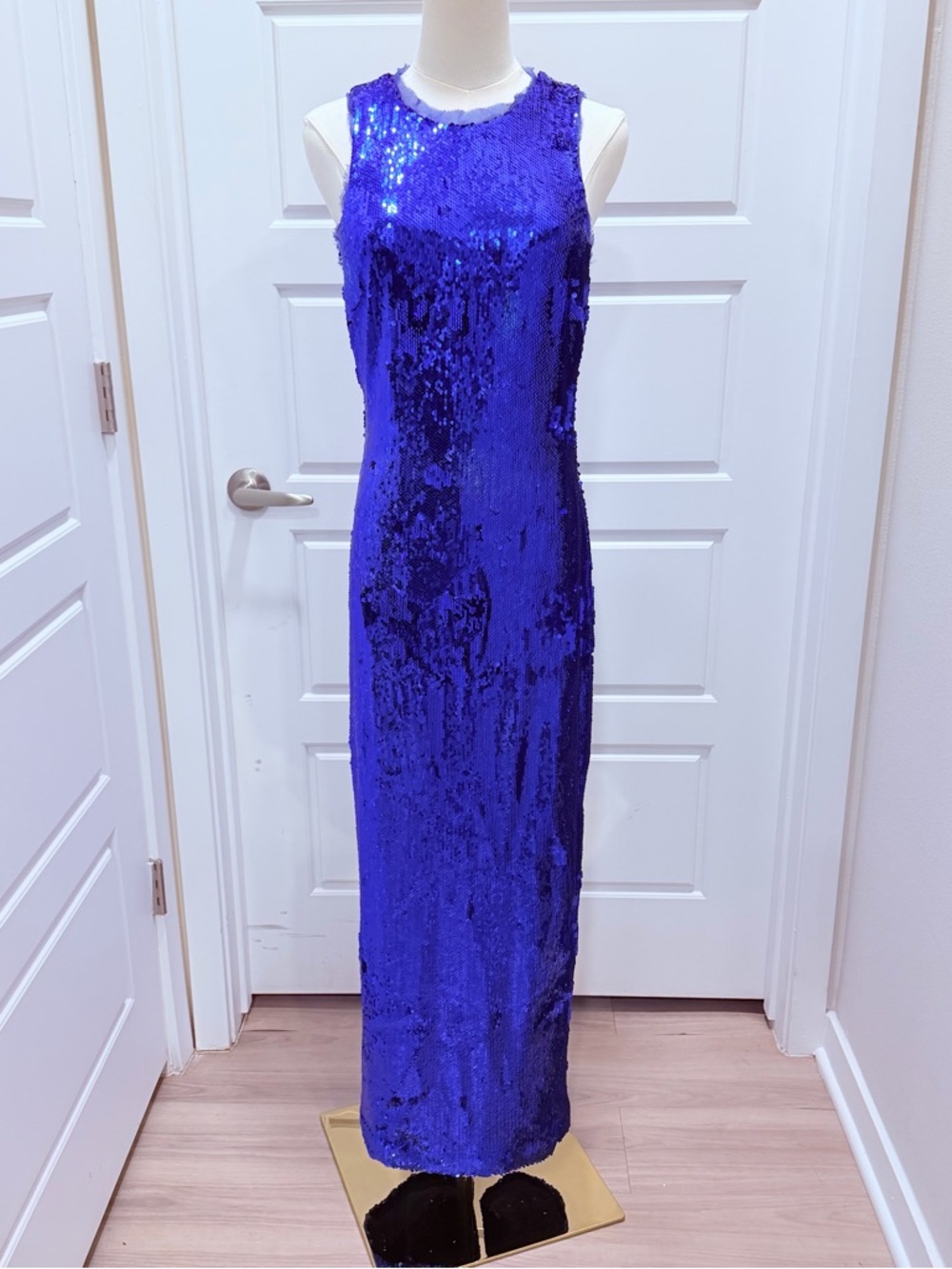 Halston Heritage Electric Blue Sequin Maxi Dress - Picture 5 of 11